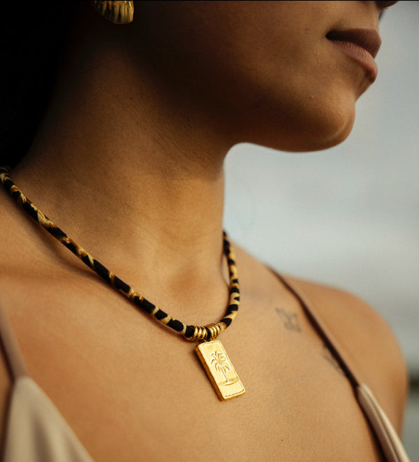 Tropical print necklace